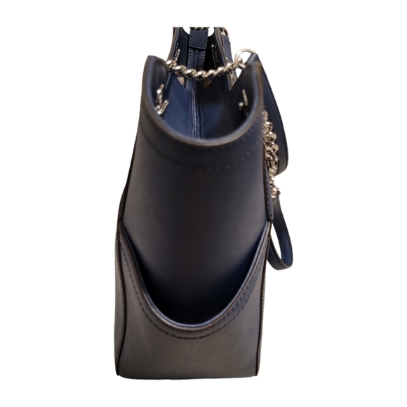 Michael Kors Jet Set Saffiano Large Tote Shoulder Bag Navy Blue EUC - Picture 4 of 8